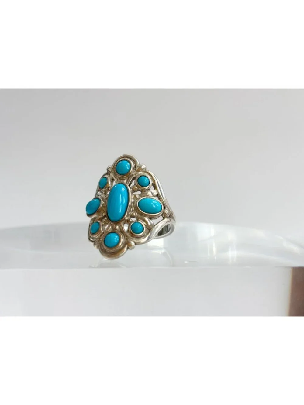 Southwest Style Sleeping Beauty Turquoise Sterling Silver 925 Vintage Ring sz 9